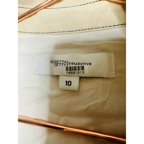 ROSETTA GETTY COLLECTIVE Off White Beige Twill 100% Cotton Bone Dress Size 10 - Picture 9 of 12